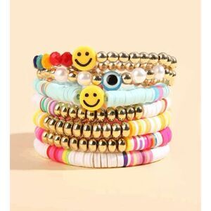 Bright and Preppy Heishi Stretch Bracelet Stack Set